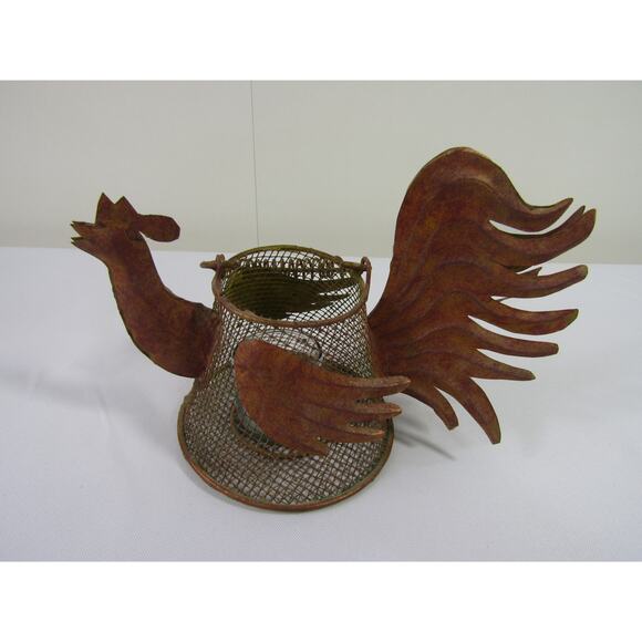 VTG Wire Mesh Rooster Candle Holder Rustic Folk Art Texture Farm Country - Picture 5 of 9
